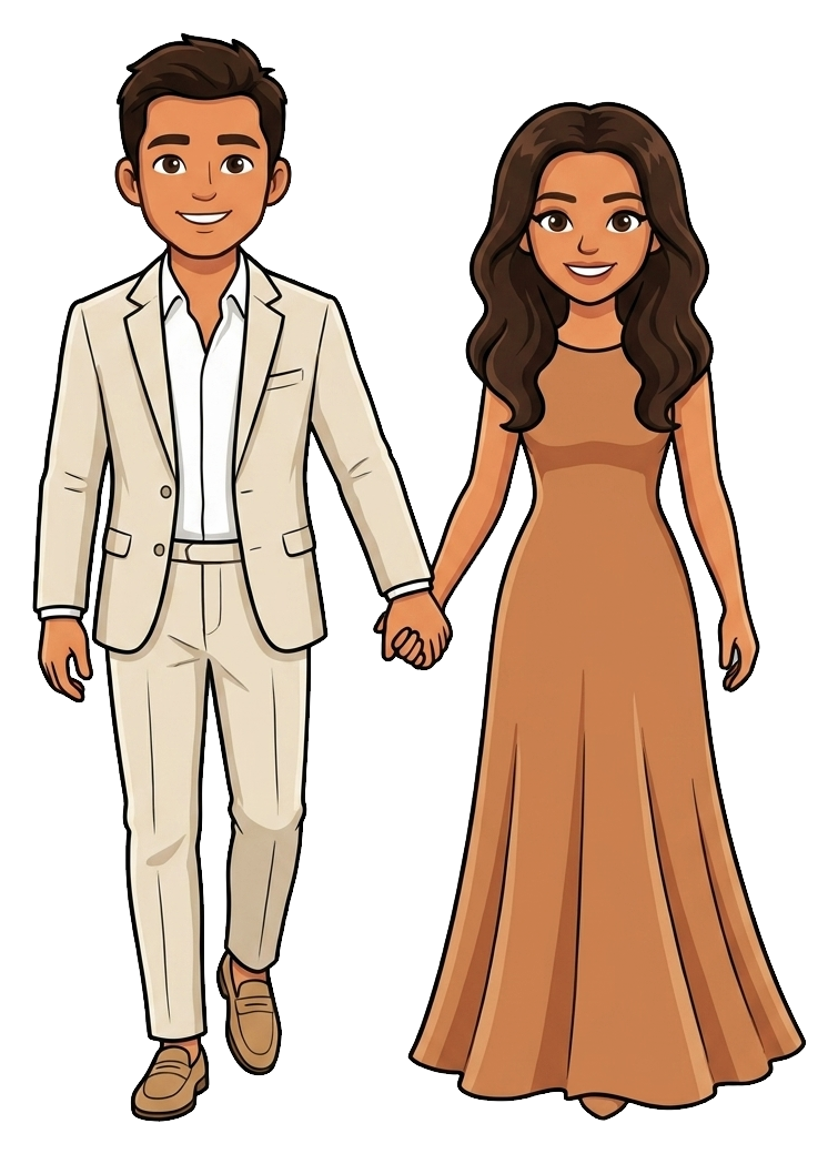 Pareja ilustrada con el dress code